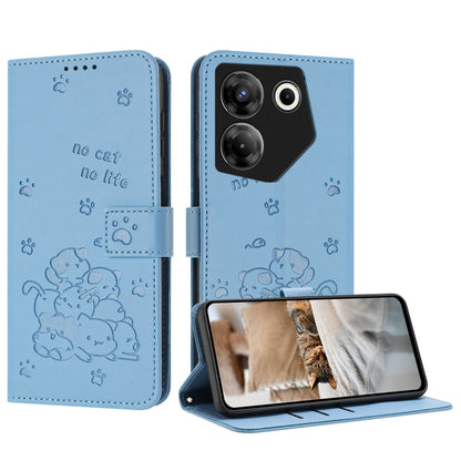 Embossed Kitten Phone Leather Case with Lanyard, For Tecno Spark 20 Pro+ 4G, For Tecno Spark 20 Pro, For Tecno Spark Go 2024 4G, For Tecno Pova 5 Pro, For Tecno Pova 5, For Tecno Camon 20 Premier, For Tecno Camon 20 Pro 5G                              ...