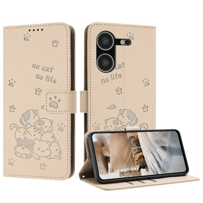 Embossed Kitten Phone Leather Case with Lanyard, For Tecno Spark 20 Pro+ 4G, For Tecno Spark 20 Pro, For Tecno Spark Go 2024 4G, For Tecno Pova 5 Pro, For Tecno Pova 5, For Tecno Camon 20 Premier, For Tecno Camon 20 Pro 5G                              ...