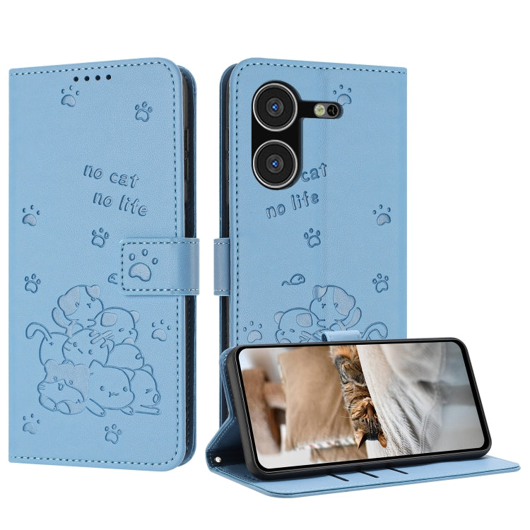 Embossed Kitten Phone Leather Case with Lanyard, For Tecno Spark 20 Pro+ 4G, For Tecno Spark 20 Pro, For Tecno Spark Go 2024 4G, For Tecno Pova 5 Pro, For Tecno Pova 5, For Tecno Camon 20 Premier, For Tecno Camon 20 Pro 5G                              ...