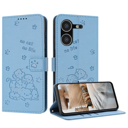 Embossed Kitten Phone Leather Case with Lanyard, For Tecno Spark 20 Pro+ 4G, For Tecno Spark 20 Pro, For Tecno Spark Go 2024 4G, For Tecno Pova 5 Pro, For Tecno Pova 5, For Tecno Camon 20 Premier, For Tecno Camon 20 Pro 5G                              ...