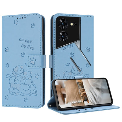 Embossed Kitten Phone Leather Case with Lanyard, For Tecno Spark 20 Pro+ 4G, For Tecno Spark 20 Pro, For Tecno Spark Go 2024 4G, For Tecno Pova 5 Pro, For Tecno Pova 5, For Tecno Camon 20 Premier, For Tecno Camon 20 Pro 5G                              ...