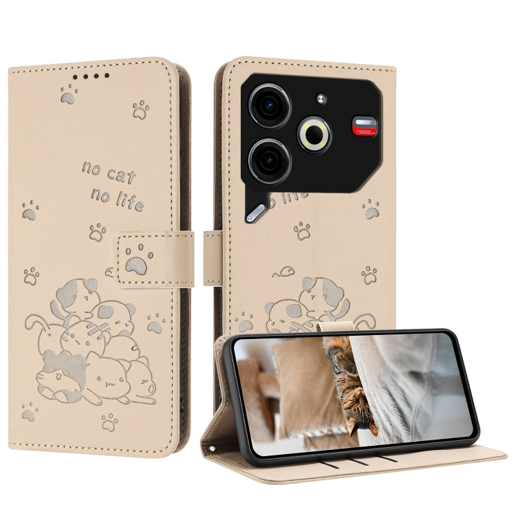 Embossed Kitten Phone Leather Case with Lanyard, For Tecno Camon 40 Premier, For Tecno Camon 40 4G, For Tecno Camon 40 Pro 5G, For Tecno Spark 30C 5G / Pop 9 5G, For Tecno Camon 30S, For Tecno Spark 30 5G, For Tecno Spark 30 Pro, For Tecno Spark 30 4G ...