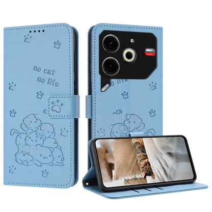 Embossed Kitten Phone Leather Case with Lanyard, For Tecno Camon 40 Premier, For Tecno Camon 40 4G, For Tecno Camon 40 Pro 5G, For Tecno Spark 30C 5G / Pop 9 5G, For Tecno Camon 30S, For Tecno Spark 30 5G, For Tecno Spark 30 Pro, For Tecno Spark 30 4G ...
