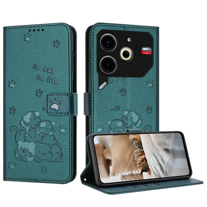 Embossed Kitten Phone Leather Case with Lanyard, For Tecno Camon 40 Premier, For Tecno Camon 40 4G, For Tecno Camon 40 Pro 5G, For Tecno Spark 30C 5G / Pop 9 5G, For Tecno Camon 30S, For Tecno Spark 30 5G, For Tecno Spark 30 Pro, For Tecno Spark 30 4G ...