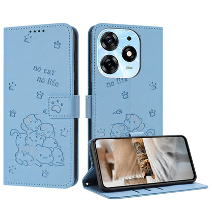 Embossed Kitten Phone Leather Case with Lanyard, For Tecno Spark 20 Pro+ 4G, For Tecno Spark 20 Pro, For Tecno Spark Go 2024 4G, For Tecno Pova 5 Pro, For Tecno Pova 5, For Tecno Camon 20 Premier, For Tecno Camon 20 Pro 5G                              ...