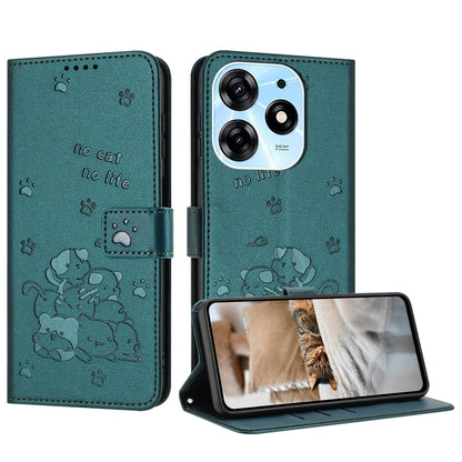 Embossed Kitten Phone Leather Case with Lanyard, For Tecno Spark 20 Pro+ 4G, For Tecno Spark 20 Pro, For Tecno Spark Go 2024 4G, For Tecno Pova 5 Pro, For Tecno Pova 5, For Tecno Camon 20 Premier, For Tecno Camon 20 Pro 5G                              ...