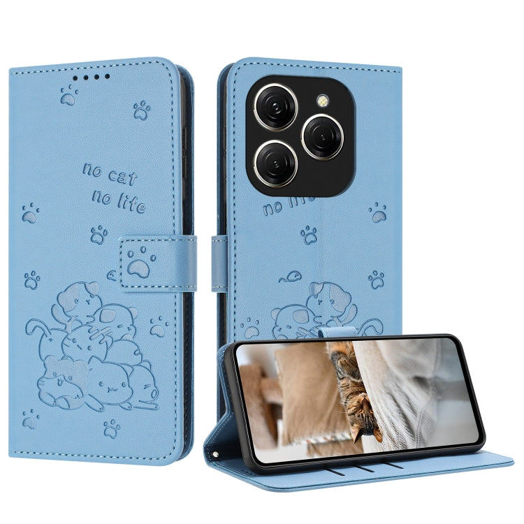 Embossed Kitten Phone Leather Case with Lanyard, For Tecno Camon 40 Premier, For Tecno Camon 40 4G, For Tecno Camon 40 Pro 5G, For Tecno Spark 30C 5G / Pop 9 5G, For Tecno Camon 30S, For Tecno Spark 30 5G, For Tecno Spark 30 Pro, For Tecno Spark 30 4G ...