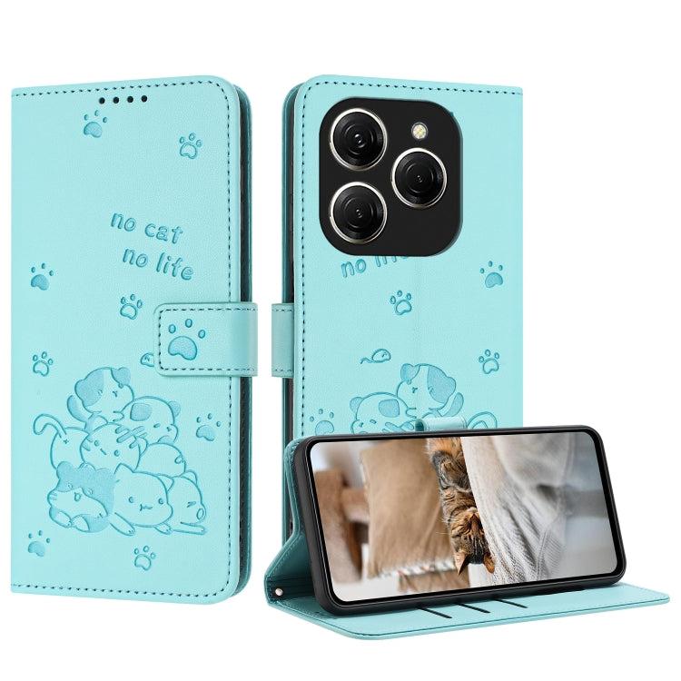 Embossed Kitten Phone Leather Case with Lanyard, For Tecno Camon 40 Premier, For Tecno Camon 40 4G, For Tecno Camon 40 Pro 5G, For Tecno Spark 30C 5G / Pop 9 5G, For Tecno Camon 30S, For Tecno Spark 30 5G, For Tecno Spark 30 Pro, For Tecno Spark 30 4G ...