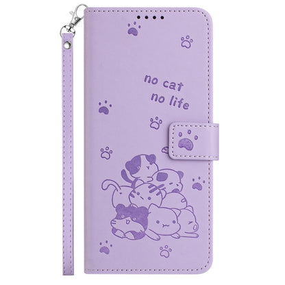 Embossed Kitten Phone Leather Case with Lanyard, For Tecno Spark 20 Pro+ 4G, For Tecno Spark 20 Pro, For Tecno Spark Go 2024 4G, For Tecno Pova 5 Pro, For Tecno Pova 5, For Tecno Camon 20 Premier, For Tecno Camon 20 Pro 5G                              ...