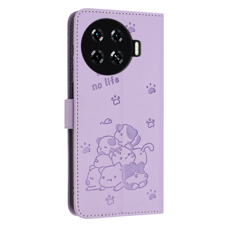 Embossed Kitten Phone Leather Case with Lanyard, For Tecno Spark 20 Pro+ 4G, For Tecno Spark 20 Pro, For Tecno Spark Go 2024 4G, For Tecno Pova 5 Pro, For Tecno Pova 5, For Tecno Camon 20 Premier, For Tecno Camon 20 Pro 5G                              ...
