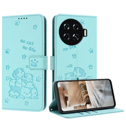 Embossed Kitten Phone Leather Case with Lanyard, For Tecno Spark 20 Pro+ 4G, For Tecno Spark 20 Pro, For Tecno Spark Go 2024 4G, For Tecno Pova 5 Pro, For Tecno Pova 5, For Tecno Camon 20 Premier, For Tecno Camon 20 Pro 5G                              ...