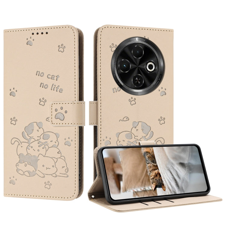 Embossed Kitten Phone Leather Case with Lanyard, For Tecno Camon 40 Premier, For Tecno Camon 40 4G, For Tecno Camon 40 Pro 5G, For Tecno Spark 30C 5G / Pop 9 5G, For Tecno Camon 30S, For Tecno Spark 30 5G, For Tecno Spark 30 Pro, For Tecno Spark 30 4G ...