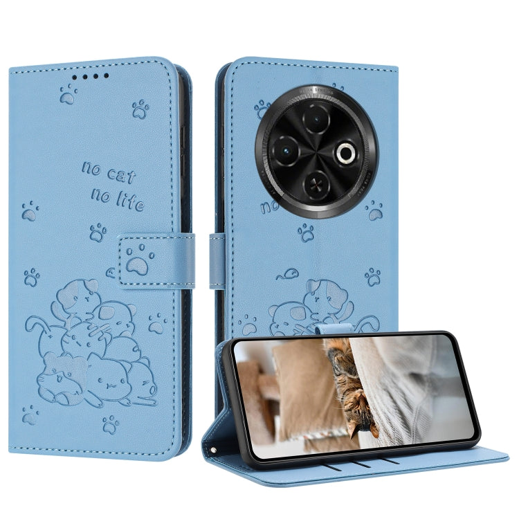 Embossed Kitten Phone Leather Case with Lanyard, For Tecno Camon 40 Premier, For Tecno Camon 40 4G, For Tecno Camon 40 Pro 5G, For Tecno Spark 30C 5G / Pop 9 5G, For Tecno Camon 30S, For Tecno Spark 30 5G, For Tecno Spark 30 Pro, For Tecno Spark 30 4G ...