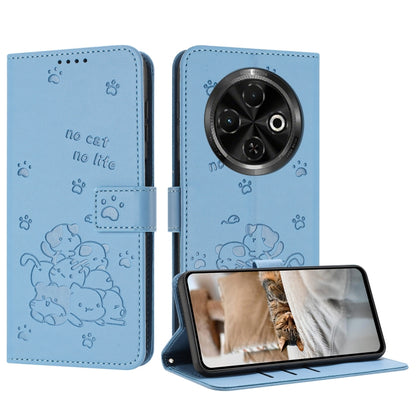 Embossed Kitten Phone Leather Case with Lanyard, For Tecno Camon 40 Premier, For Tecno Camon 40 4G, For Tecno Camon 40 Pro 5G, For Tecno Spark 30C 5G / Pop 9 5G, For Tecno Camon 30S, For Tecno Spark 30 5G, For Tecno Spark 30 Pro, For Tecno Spark 30 4G ...