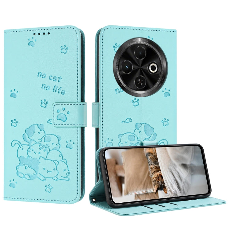 Embossed Kitten Phone Leather Case with Lanyard, For Tecno Camon 40 Premier, For Tecno Camon 40 4G, For Tecno Camon 40 Pro 5G, For Tecno Spark 30C 5G / Pop 9 5G, For Tecno Camon 30S, For Tecno Spark 30 5G, For Tecno Spark 30 Pro, For Tecno Spark 30 4G ...