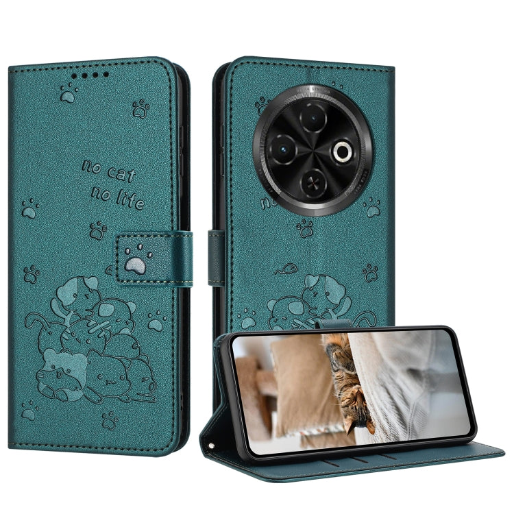 Embossed Kitten Phone Leather Case with Lanyard, For Tecno Camon 40 Premier, For Tecno Camon 40 4G, For Tecno Camon 40 Pro 5G, For Tecno Spark 30C 5G / Pop 9 5G, For Tecno Camon 30S, For Tecno Spark 30 5G, For Tecno Spark 30 Pro, For Tecno Spark 30 4G ...