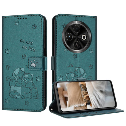 Embossed Kitten Phone Leather Case with Lanyard, For Tecno Camon 40 Premier, For Tecno Camon 40 4G, For Tecno Camon 40 Pro 5G, For Tecno Spark 30C 5G / Pop 9 5G, For Tecno Camon 30S, For Tecno Spark 30 5G, For Tecno Spark 30 Pro, For Tecno Spark 30 4G ...