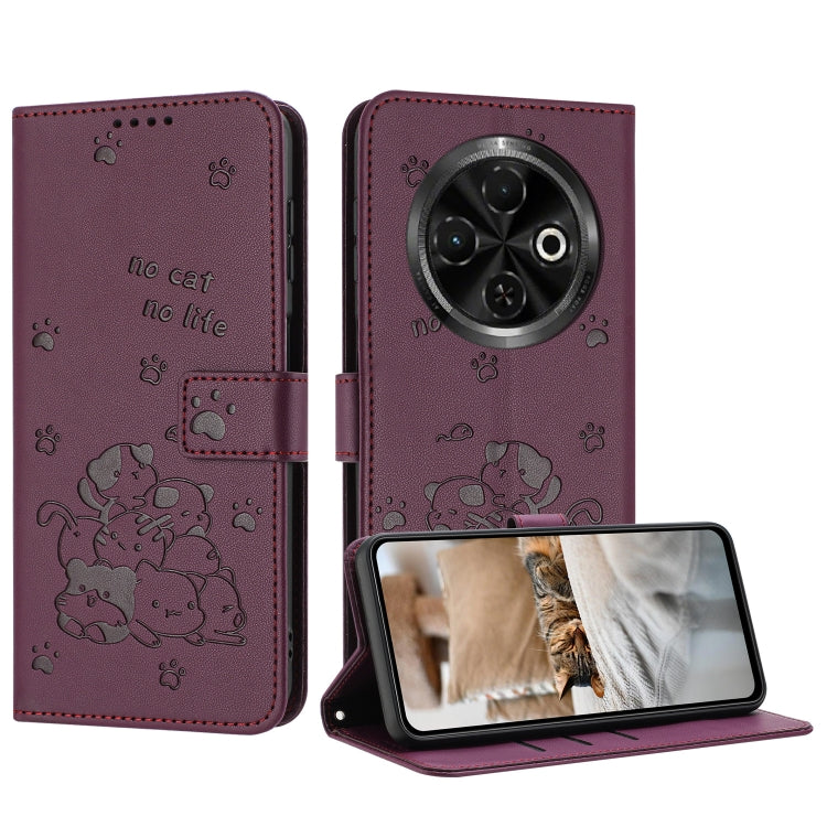 Embossed Kitten Phone Leather Case with Lanyard, For Tecno Camon 40 Premier, For Tecno Camon 40 4G, For Tecno Camon 40 Pro 5G, For Tecno Spark 30C 5G / Pop 9 5G, For Tecno Camon 30S, For Tecno Spark 30 5G, For Tecno Spark 30 Pro, For Tecno Spark 30 4G ...