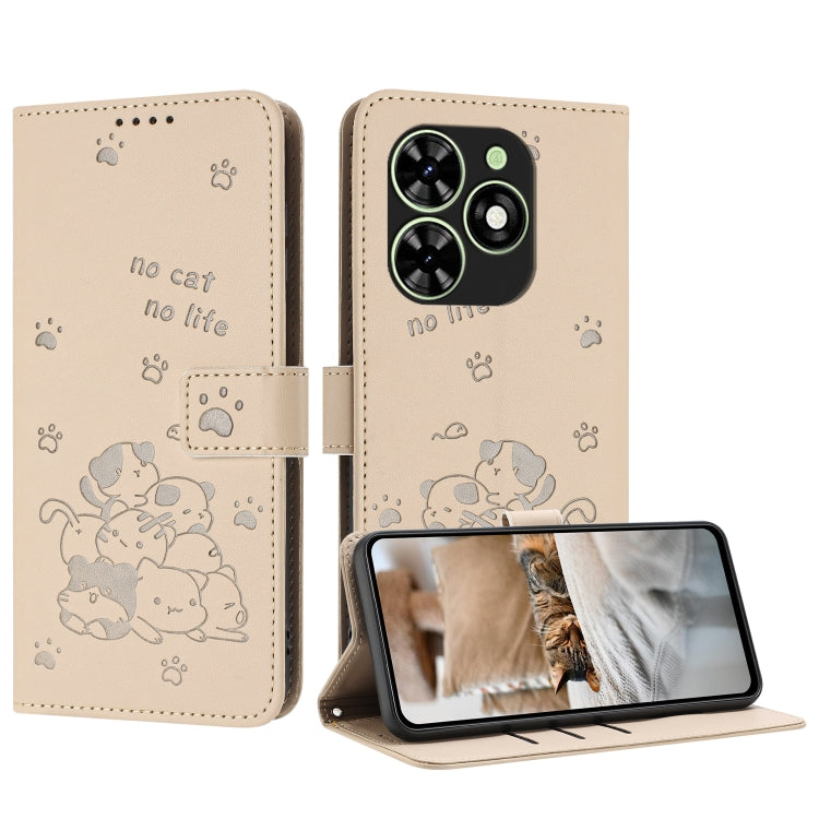 Embossed Kitten Phone Leather Case with Lanyard, For Tecno Spark 20 Pro+ 4G, For Tecno Spark 20 Pro, For Tecno Spark Go 2024 4G, For Tecno Pova 5 Pro, For Tecno Pova 5, For Tecno Camon 20 Premier, For Tecno Camon 20 Pro 5G                              ...