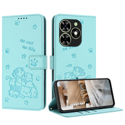 Embossed Kitten Phone Leather Case with Lanyard, For Tecno Spark 20 Pro+ 4G, For Tecno Spark 20 Pro, For Tecno Spark Go 2024 4G, For Tecno Pova 5 Pro, For Tecno Pova 5, For Tecno Camon 20 Premier, For Tecno Camon 20 Pro 5G                              ...