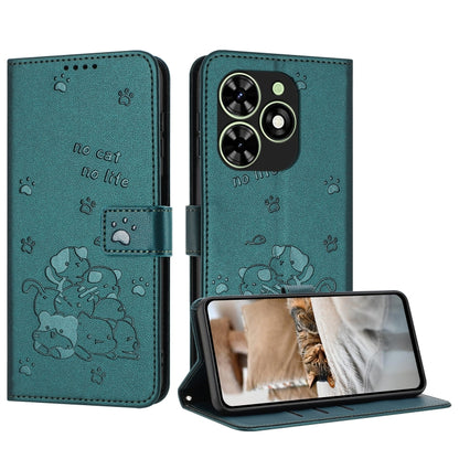 Embossed Kitten Phone Leather Case with Lanyard, For Tecno Spark 20 Pro+ 4G, For Tecno Spark 20 Pro, For Tecno Spark Go 2024 4G, For Tecno Pova 5 Pro, For Tecno Pova 5, For Tecno Camon 20 Premier, For Tecno Camon 20 Pro 5G                              ...