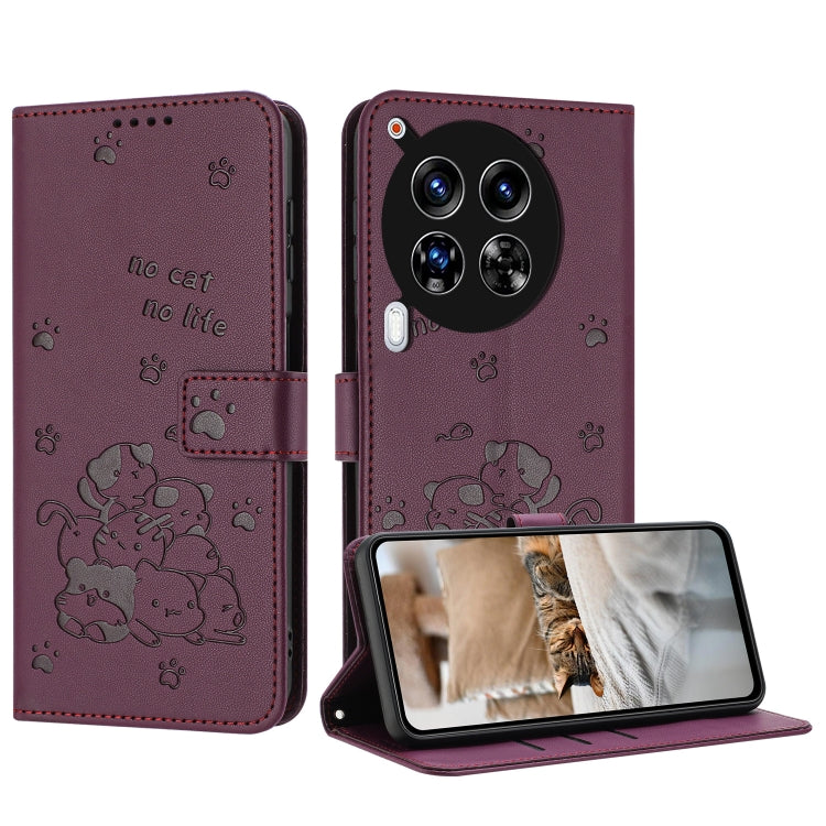 Embossed Kitten Phone Leather Case with Lanyard, For Tecno Camon 40 Premier, For Tecno Camon 40 4G, For Tecno Camon 40 Pro 5G, For Tecno Spark 30C 5G / Pop 9 5G, For Tecno Camon 30S, For Tecno Spark 30 5G, For Tecno Spark 30 Pro, For Tecno Spark 30 4G ...