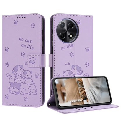 Embossed Kitten Phone Leather Case with Lanyard, For Tecno Camon 40 Premier, For Tecno Camon 40 4G, For Tecno Camon 40 Pro 5G, For Tecno Spark 30C 5G / Pop 9 5G, For Tecno Camon 30S, For Tecno Spark 30 5G, For Tecno Spark 30 Pro, For Tecno Spark 30 4G ...