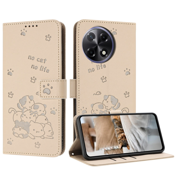 Embossed Kitten Phone Leather Case with Lanyard, For Tecno Camon 40 Premier, For Tecno Camon 40 4G, For Tecno Camon 40 Pro 5G, For Tecno Spark 30C 5G / Pop 9 5G, For Tecno Camon 30S, For Tecno Spark 30 5G, For Tecno Spark 30 Pro, For Tecno Spark 30 4G ...