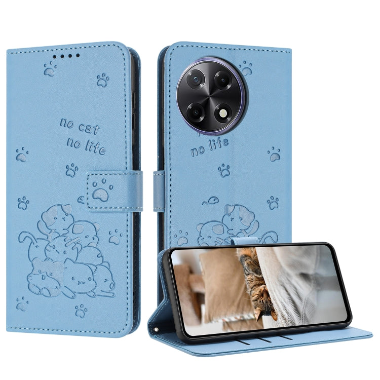 Embossed Kitten Phone Leather Case with Lanyard, For Tecno Camon 40 Premier, For Tecno Camon 40 4G, For Tecno Camon 40 Pro 5G, For Tecno Spark 30C 5G / Pop 9 5G, For Tecno Camon 30S, For Tecno Spark 30 5G, For Tecno Spark 30 Pro, For Tecno Spark 30 4G ...