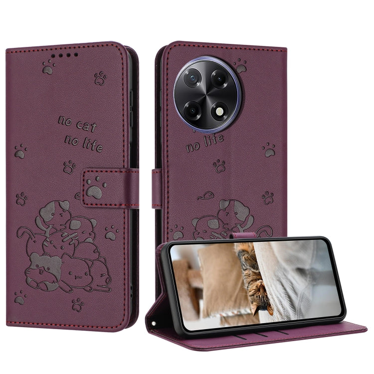 Embossed Kitten Phone Leather Case with Lanyard, For Tecno Camon 40 Premier, For Tecno Camon 40 4G, For Tecno Camon 40 Pro 5G, For Tecno Spark 30C 5G / Pop 9 5G, For Tecno Camon 30S, For Tecno Spark 30 5G, For Tecno Spark 30 Pro, For Tecno Spark 30 4G ...