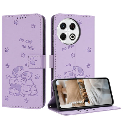 Embossed Kitten Phone Leather Case with Lanyard, For Tecno Camon 40 Premier, For Tecno Camon 40 4G, For Tecno Camon 40 Pro 5G, For Tecno Spark 30C 5G / Pop 9 5G, For Tecno Camon 30S, For Tecno Spark 30 5G, For Tecno Spark 30 Pro, For Tecno Spark 30 4G ...