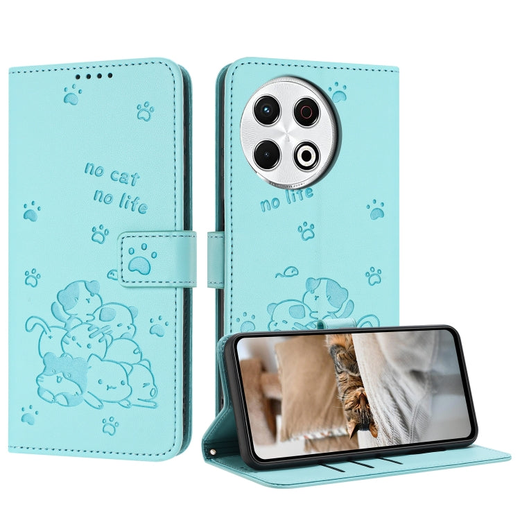 Embossed Kitten Phone Leather Case with Lanyard, For Tecno Camon 40 Premier, For Tecno Camon 40 4G, For Tecno Camon 40 Pro 5G, For Tecno Spark 30C 5G / Pop 9 5G, For Tecno Camon 30S, For Tecno Spark 30 5G, For Tecno Spark 30 Pro, For Tecno Spark 30 4G ...