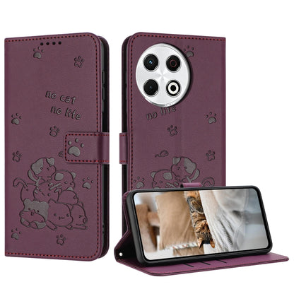 Embossed Kitten Phone Leather Case with Lanyard, For Tecno Camon 40 Premier, For Tecno Camon 40 4G, For Tecno Camon 40 Pro 5G, For Tecno Spark 30C 5G / Pop 9 5G, For Tecno Camon 30S, For Tecno Spark 30 5G, For Tecno Spark 30 Pro, For Tecno Spark 30 4G ...