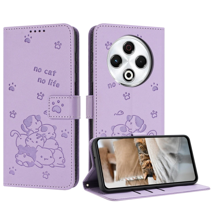 Embossed Kitten Phone Leather Case with Lanyard, For Tecno Camon 40 Premier, For Tecno Camon 40 4G, For Tecno Camon 40 Pro 5G, For Tecno Spark 30C 5G / Pop 9 5G, For Tecno Camon 30S, For Tecno Spark 30 5G, For Tecno Spark 30 Pro, For Tecno Spark 30 4G ...