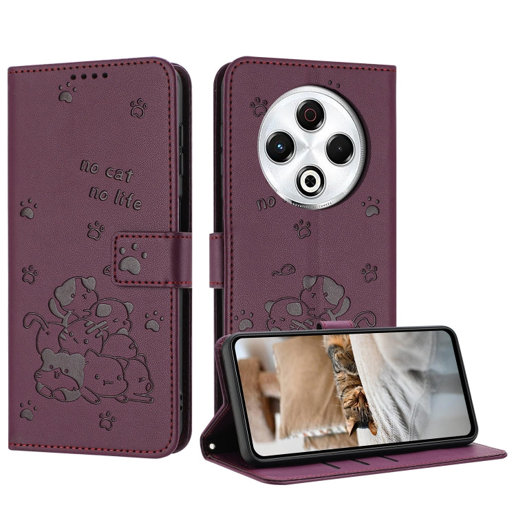 Embossed Kitten Phone Leather Case with Lanyard, For Tecno Camon 40 Premier, For Tecno Camon 40 4G, For Tecno Camon 40 Pro 5G, For Tecno Spark 30C 5G / Pop 9 5G, For Tecno Camon 30S, For Tecno Spark 30 5G, For Tecno Spark 30 Pro, For Tecno Spark 30 4G ...