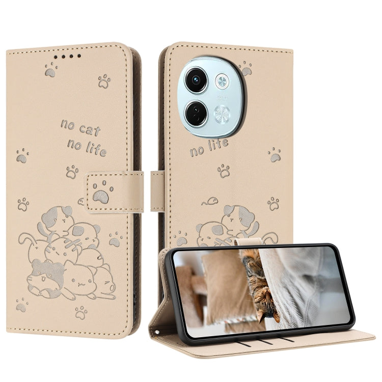 Embossed Kitten Phone Leather Case with Lanyard, For Tecno Camon 40 Premier, For Tecno Camon 40 4G, For Tecno Camon 40 Pro 5G, For Tecno Spark 30C 5G / Pop 9 5G, For Tecno Camon 30S, For Tecno Spark 30 5G, For Tecno Spark 30 Pro, For Tecno Spark 30 4G ...