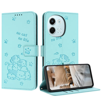 Embossed Kitten Phone Leather Case with Lanyard, For Tecno Camon 40 Premier, For Tecno Camon 40 4G, For Tecno Camon 40 Pro 5G, For Tecno Spark 30C 5G / Pop 9 5G, For Tecno Camon 30S, For Tecno Spark 30 5G, For Tecno Spark 30 Pro, For Tecno Spark 30 4G ...