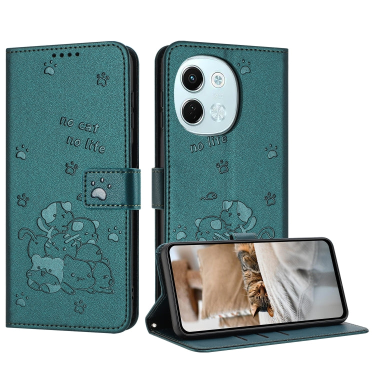 Embossed Kitten Phone Leather Case with Lanyard, For Tecno Camon 40 Premier, For Tecno Camon 40 4G, For Tecno Camon 40 Pro 5G, For Tecno Spark 30C 5G / Pop 9 5G, For Tecno Camon 30S, For Tecno Spark 30 5G, For Tecno Spark 30 Pro, For Tecno Spark 30 4G ...