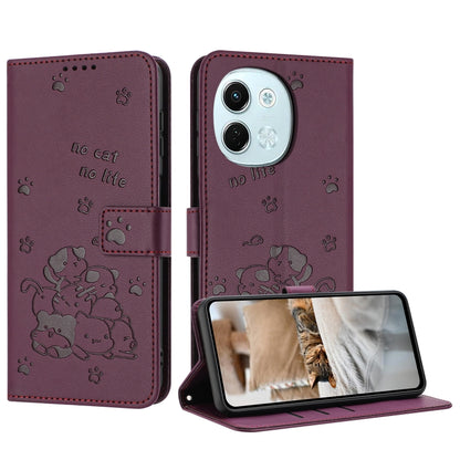 Embossed Kitten Phone Leather Case with Lanyard, For Tecno Camon 40 Premier, For Tecno Camon 40 4G, For Tecno Camon 40 Pro 5G, For Tecno Spark 30C 5G / Pop 9 5G, For Tecno Camon 30S, For Tecno Spark 30 5G, For Tecno Spark 30 Pro, For Tecno Spark 30 4G ...