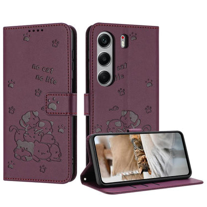 Embossed Kitten Phone Leather Case with Lanyard, For Tecno Camon 40 Premier, For Tecno Camon 40 4G, For Tecno Camon 40 Pro 5G, For Tecno Spark 30C 5G / Pop 9 5G, For Tecno Camon 30S, For Tecno Spark 30 5G, For Tecno Spark 30 Pro, For Tecno Spark 30 4G ...