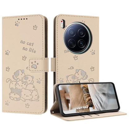 Embossed Kitten Phone Leather Case with Lanyard, For Tecno Camon 40 Premier, For Tecno Camon 40 4G, For Tecno Camon 40 Pro 5G, For Tecno Spark 30C 5G / Pop 9 5G, For Tecno Camon 30S, For Tecno Spark 30 5G, For Tecno Spark 30 Pro, For Tecno Spark 30 4G ...