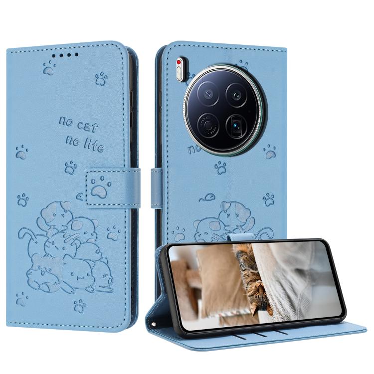 Embossed Kitten Phone Leather Case with Lanyard, For Tecno Camon 40 Premier, For Tecno Camon 40 4G, For Tecno Camon 40 Pro 5G, For Tecno Spark 30C 5G / Pop 9 5G, For Tecno Camon 30S, For Tecno Spark 30 5G, For Tecno Spark 30 Pro, For Tecno Spark 30 4G ...