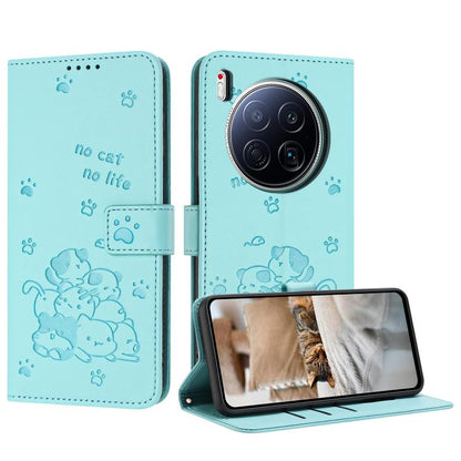 Embossed Kitten Phone Leather Case with Lanyard, For Tecno Camon 40 Premier, For Tecno Camon 40 4G, For Tecno Camon 40 Pro 5G, For Tecno Spark 30C 5G / Pop 9 5G, For Tecno Camon 30S, For Tecno Spark 30 5G, For Tecno Spark 30 Pro, For Tecno Spark 30 4G ...