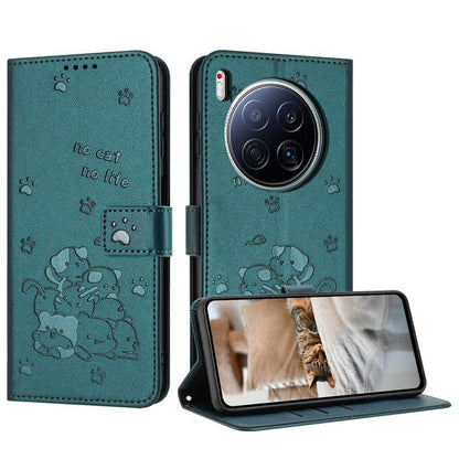 Embossed Kitten Phone Leather Case with Lanyard, For Tecno Camon 40 Premier, For Tecno Camon 40 4G, For Tecno Camon 40 Pro 5G, For Tecno Spark 30C 5G / Pop 9 5G, For Tecno Camon 30S, For Tecno Spark 30 5G, For Tecno Spark 30 Pro, For Tecno Spark 30 4G ...