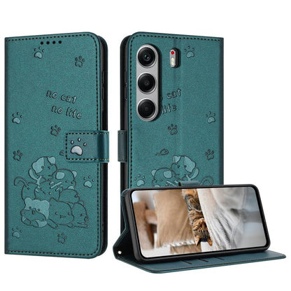 Embossed Kitten Phone Leather Case with Lanyard, For Tecno Camon 40 Premier, For Tecno Camon 40 4G, For Tecno Camon 40 Pro 5G, For Tecno Spark 30C 5G / Pop 9 5G, For Tecno Camon 30S, For Tecno Spark 30 5G, For Tecno Spark 30 Pro, For Tecno Spark 30 4G ...
