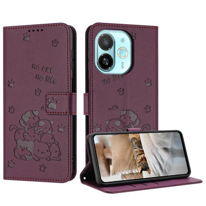 Embossed Kitten Phone Leather Case with Lanyard, For Tecno Camon 40 Premier, For Tecno Camon 40 4G, For Tecno Camon 40 Pro 5G, For Tecno Spark 30C 5G / Pop 9 5G, For Tecno Camon 30S, For Tecno Spark 30 5G, For Tecno Spark 30 Pro, For Tecno Spark 30 4G ...