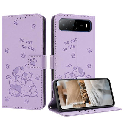 Embossed Kitten Phone Leather Case with Lanyard, For Tecno Camon 40 Premier, For Tecno Camon 40 4G, For Tecno Camon 40 Pro 5G, For Tecno Spark 30C 5G / Pop 9 5G, For Tecno Camon 30S, For Tecno Spark 30 5G, For Tecno Spark 30 Pro, For Tecno Spark 30 4G ...