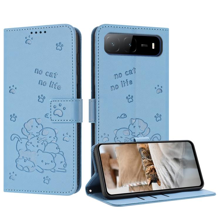 Embossed Kitten Phone Leather Case with Lanyard, For Tecno Camon 40 Premier, For Tecno Camon 40 4G, For Tecno Camon 40 Pro 5G, For Tecno Spark 30C 5G / Pop 9 5G, For Tecno Camon 30S, For Tecno Spark 30 5G, For Tecno Spark 30 Pro, For Tecno Spark 30 4G ...
