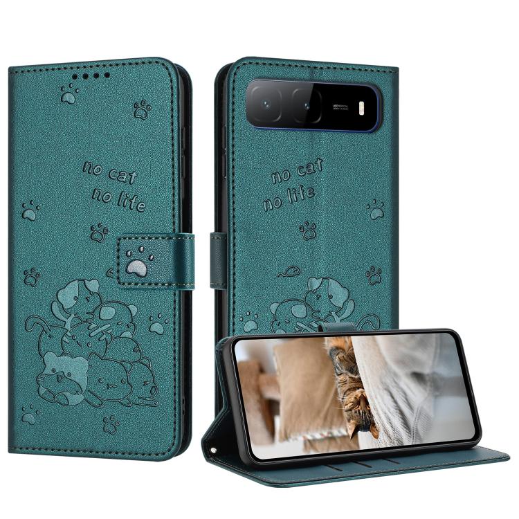 Embossed Kitten Phone Leather Case with Lanyard, For Tecno Camon 40 Premier, For Tecno Camon 40 4G, For Tecno Camon 40 Pro 5G, For Tecno Spark 30C 5G / Pop 9 5G, For Tecno Camon 30S, For Tecno Spark 30 5G, For Tecno Spark 30 Pro, For Tecno Spark 30 4G ...