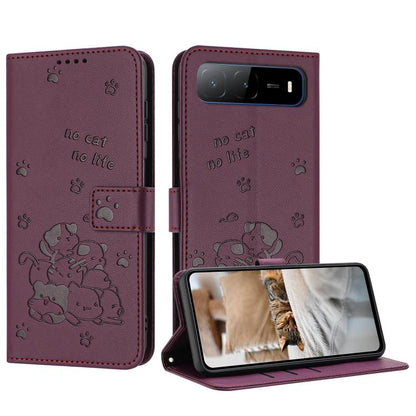 Embossed Kitten Phone Leather Case with Lanyard, For Tecno Camon 40 Premier, For Tecno Camon 40 4G, For Tecno Camon 40 Pro 5G, For Tecno Spark 30C 5G / Pop 9 5G, For Tecno Camon 30S, For Tecno Spark 30 5G, For Tecno Spark 30 Pro, For Tecno Spark 30 4G ...